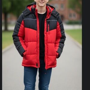 Arizona Jean Company Red and Black Kids Puffer Jacket